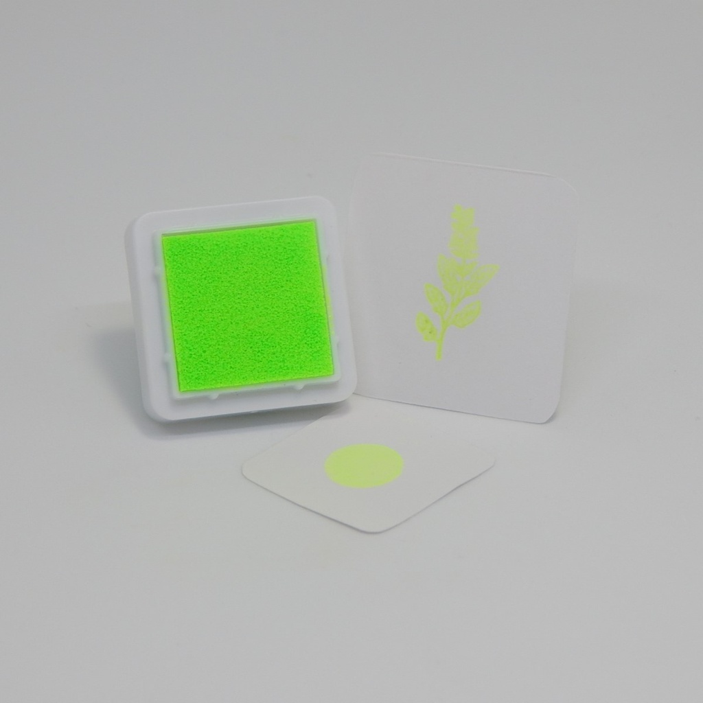 Almohadilla con tinta verde fluor 3x3 cm