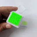 Almohadilla con tinta verde fluor 3x3 cm